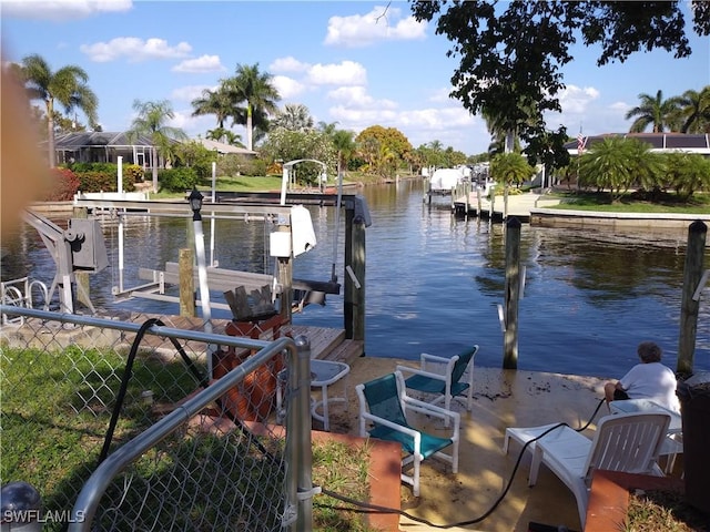 view of dock featuring a water view