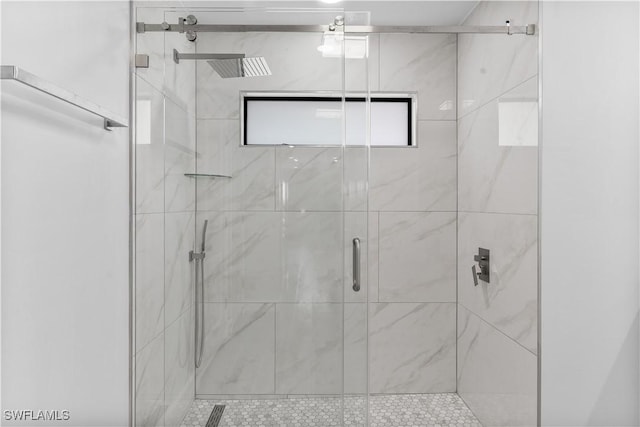 bathroom featuring walk in shower