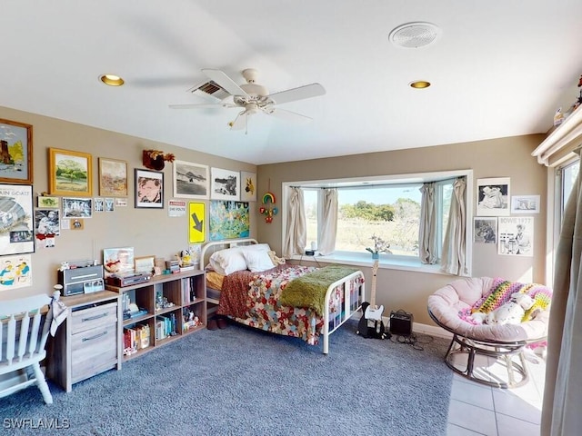 bedroom featuring ceiling fan