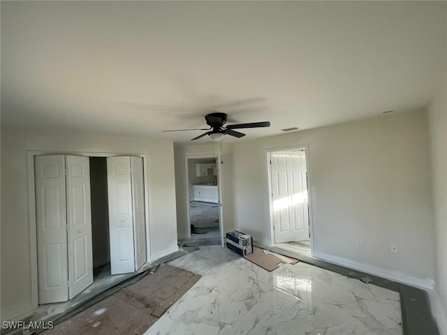 unfurnished bedroom with ceiling fan