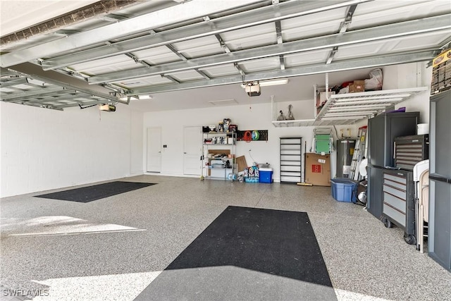 garage with a garage door opener