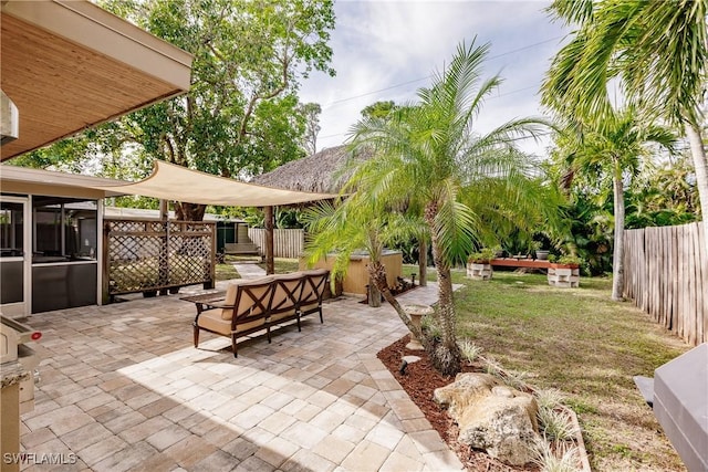 view of patio featuring an outdoor hangout area