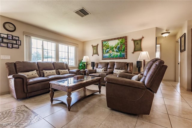 view of tiled living room