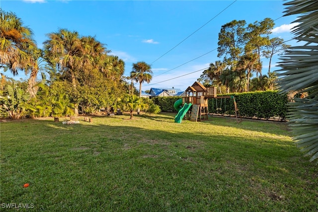 view of yard featuring a playground