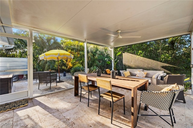 view of patio / terrace featuring outdoor lounge area and ceiling fan