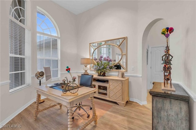 office featuring light hardwood / wood-style flooring