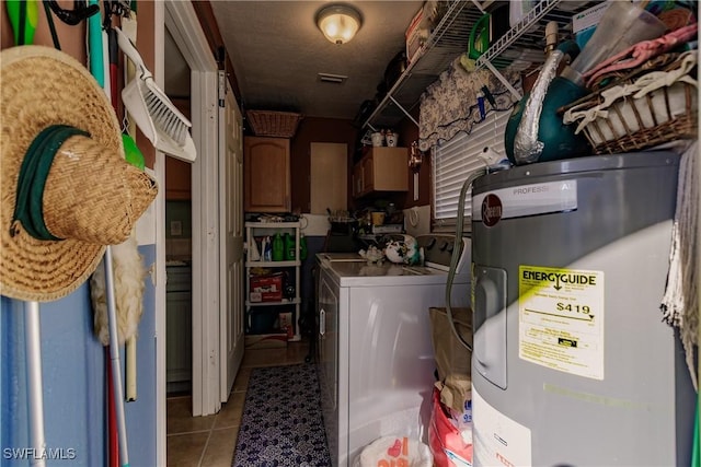 utility room featuring washing machine and dryer and water heater