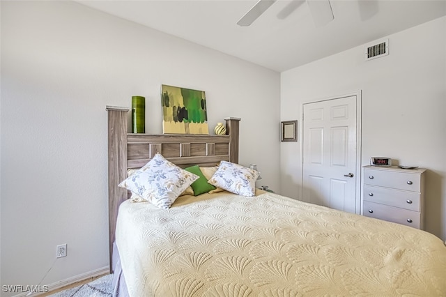 bedroom with a closet and ceiling fan