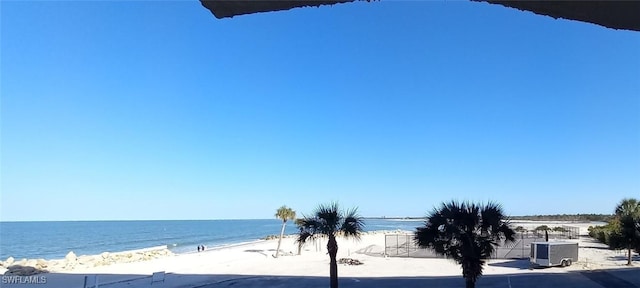 view of water feature featuring a beach view