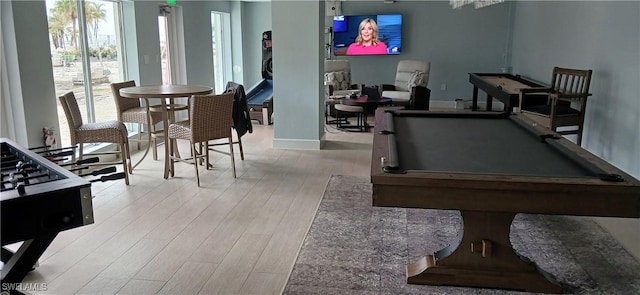 game room featuring light hardwood / wood-style floors and billiards