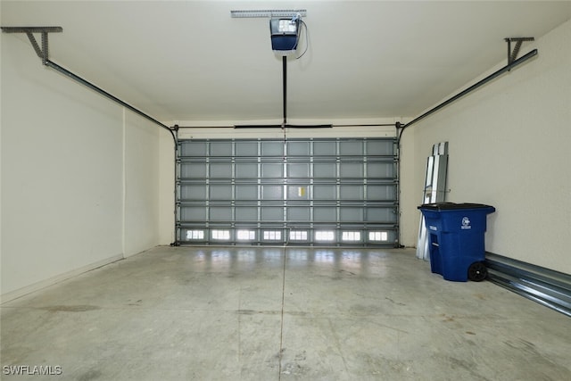 garage with a garage door opener