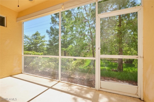 view of unfurnished sunroom