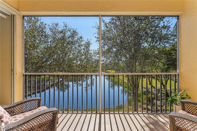 balcony with a water view