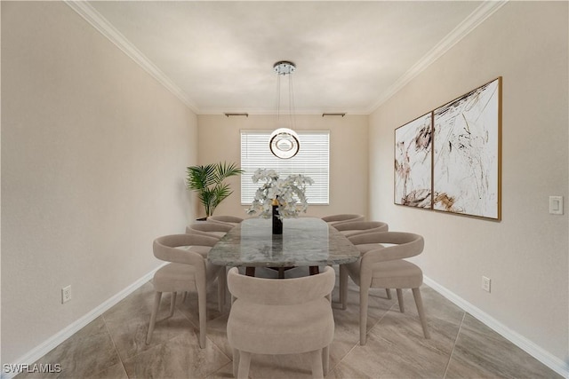 dining area with crown molding