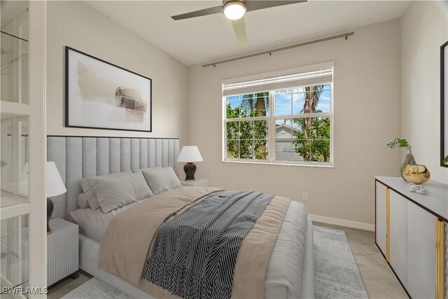 bedroom featuring ceiling fan