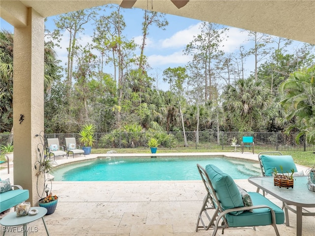 view of swimming pool with a patio