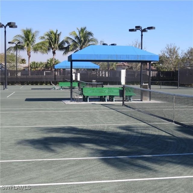 view of sport court with a gazebo