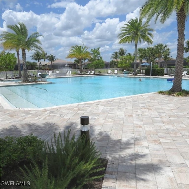 8874 Horned Lark Dr, Naples, FL 34120 - community pool with fence and a patio area