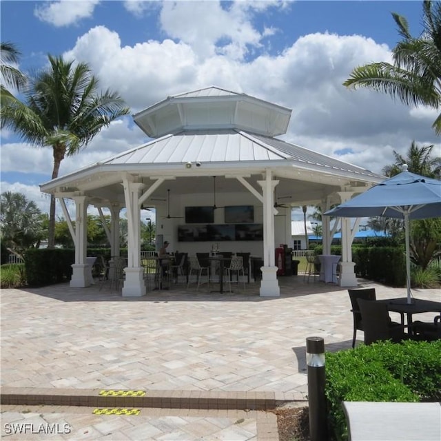 8874 Horned Lark Dr, Naples, FL 34120 - view of patio with a gazebo