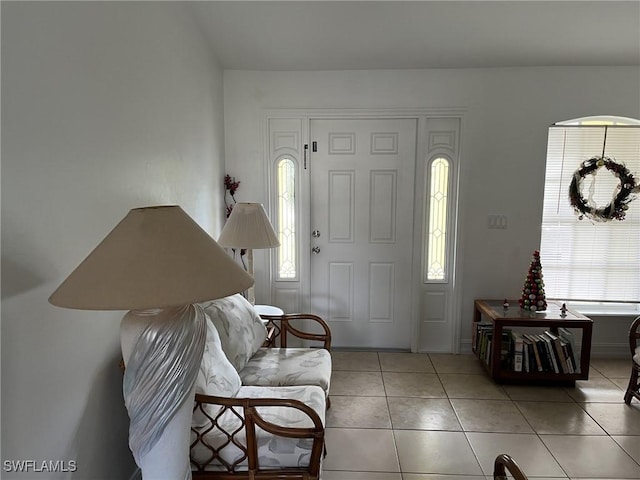 tiled foyer entrance with a healthy amount of sunlight