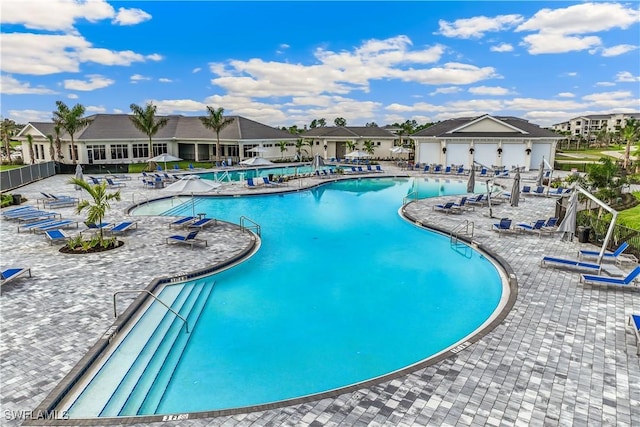 view of pool featuring a patio area