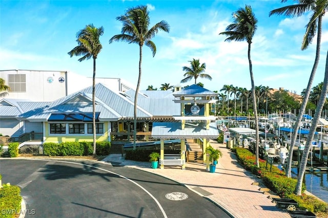 view of building exterior featuring a water view