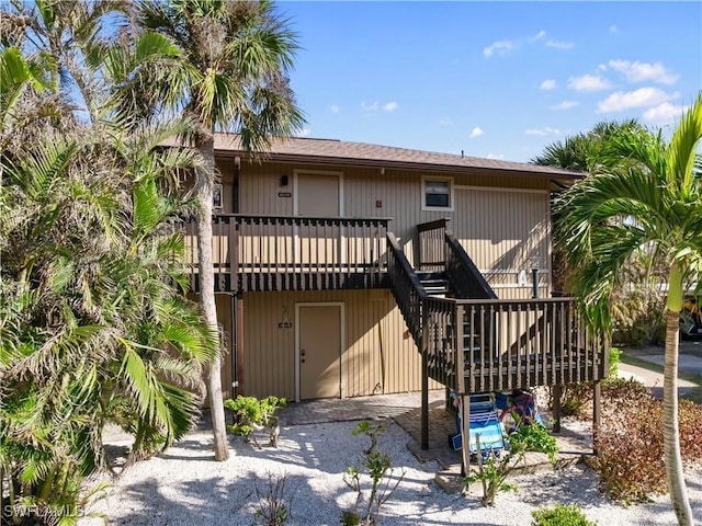 view of front of property with a deck