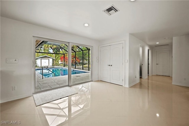 interior space featuring light tile patterned floors