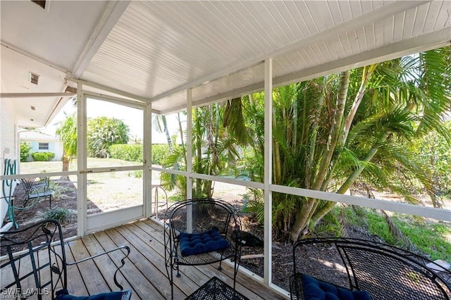 view of unfurnished sunroom