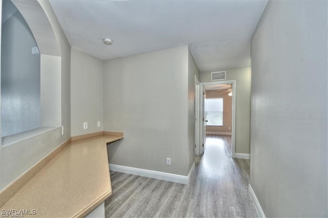 hall featuring light wood-type flooring