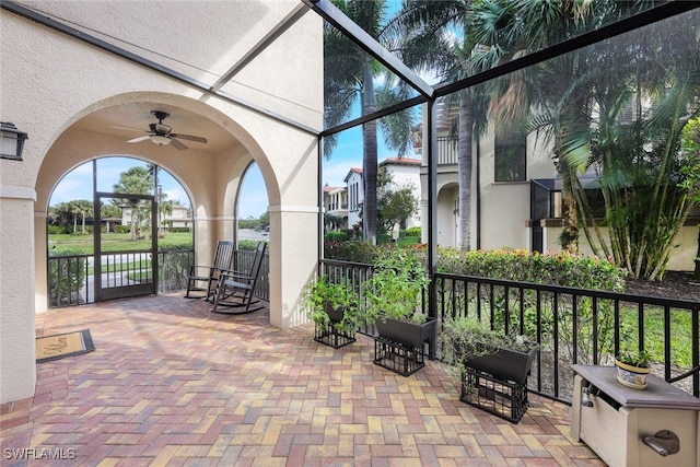 view of patio with ceiling fan