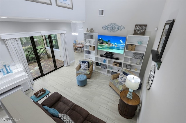 view of tiled living room