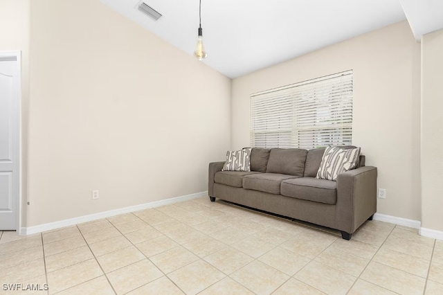 living room featuring light tile patterned flooring