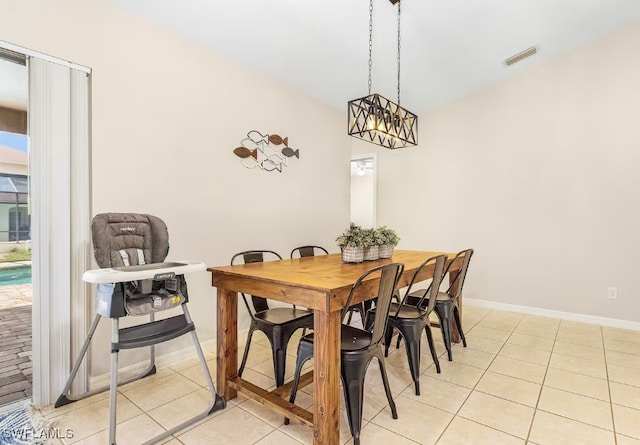 view of tiled dining room