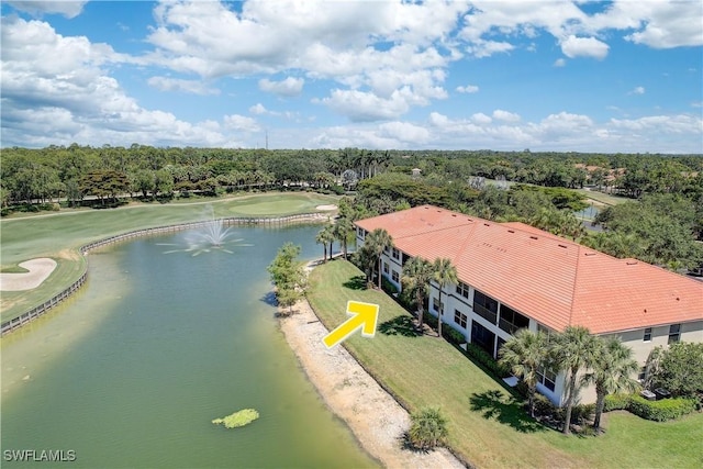 bird's eye view featuring a water view