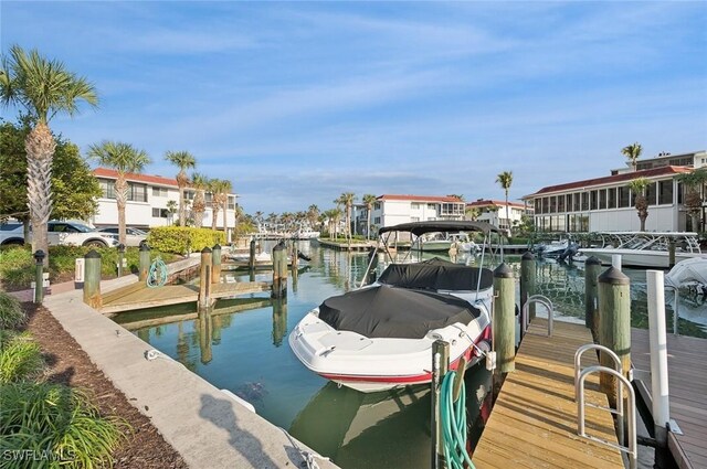 view of dock featuring a water view