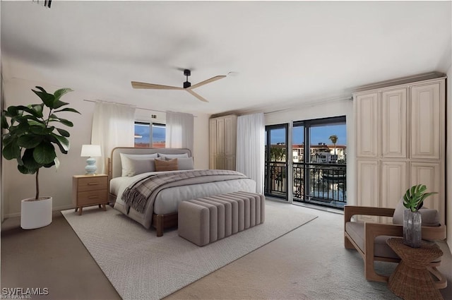 2246 Gulf Shore Blvd N Unit L2, Naples, FL 34102 - bedroom with light colored carpet, ceiling fan, and access to outside