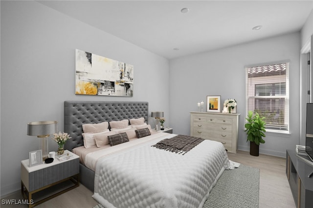 bedroom featuring light hardwood / wood-style flooring