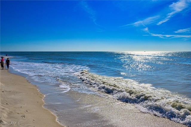 view of water feature with a view of the beach