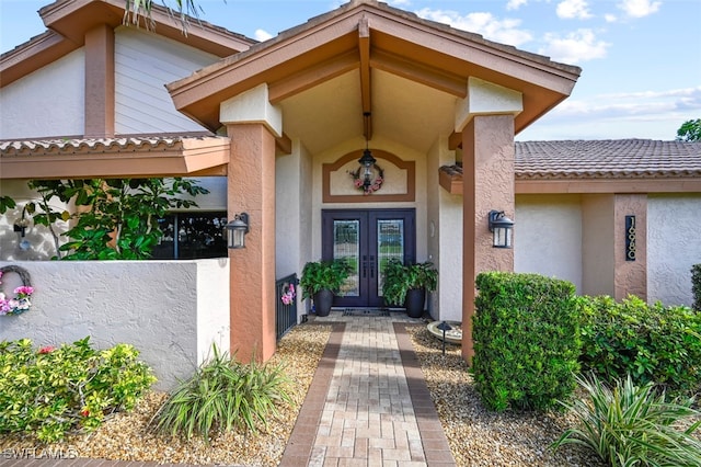 property entrance with french doors