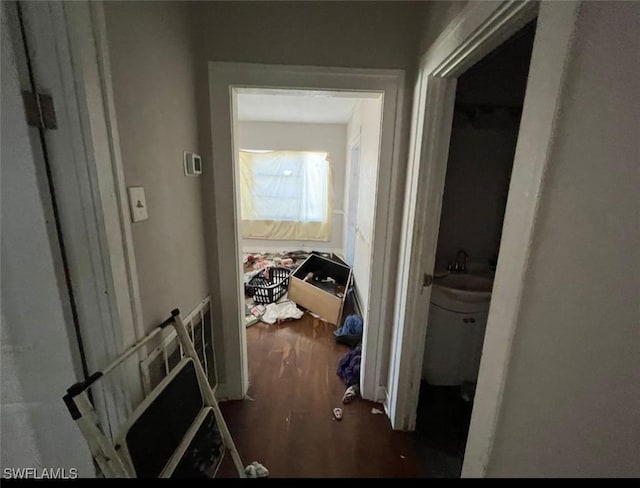 hall featuring dark hardwood / wood-style flooring