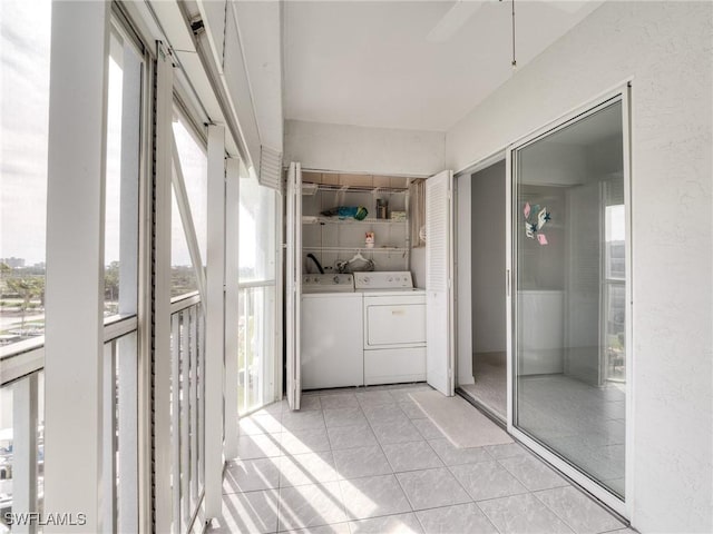 balcony featuring washer and dryer