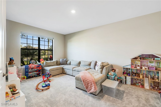 living room with carpet flooring