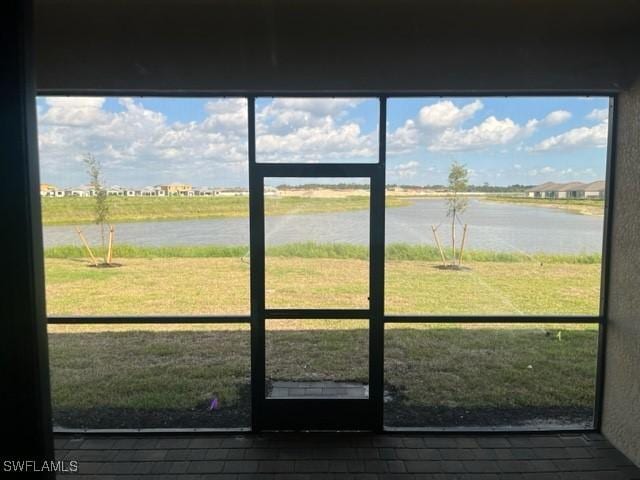 doorway with a water view