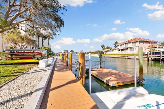 dock area featuring a water view