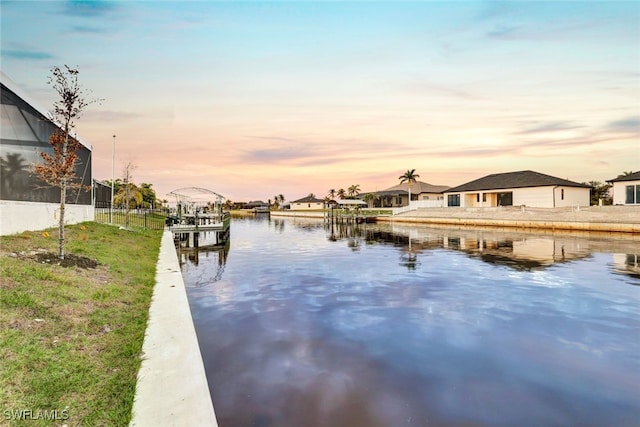 view of dock featuring a water view