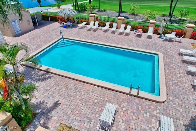 view of pool with a patio area