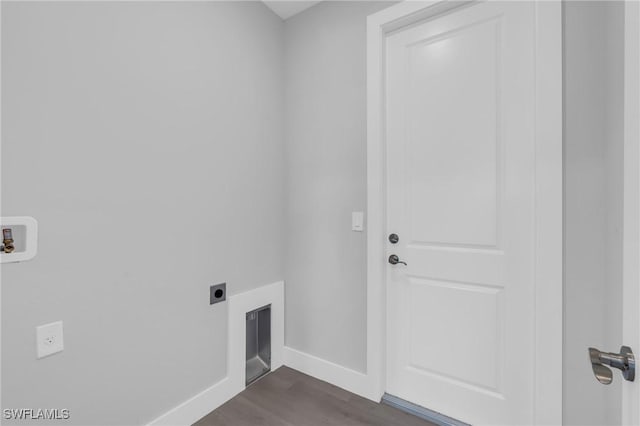 laundry room with washer hookup, dark wood-type flooring, and hookup for an electric dryer