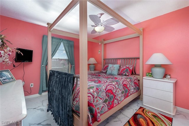 bedroom featuring ceiling fan