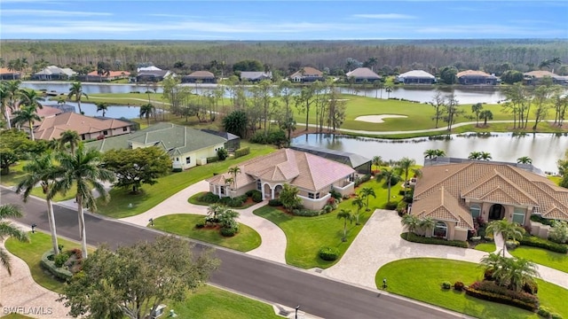 bird's eye view featuring a water view